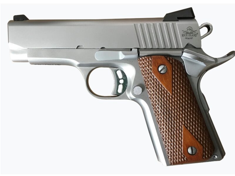 Rock Island Armory M1911 ECS 45ACP 3.6" 7 Round Stainless Wood Grips