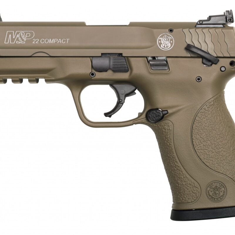 Smith and Wesson M&P22 Compact Flat Dark Earth .22 LR 3.6" Barrel 10 RDs Adjustable 3-Dot Sights